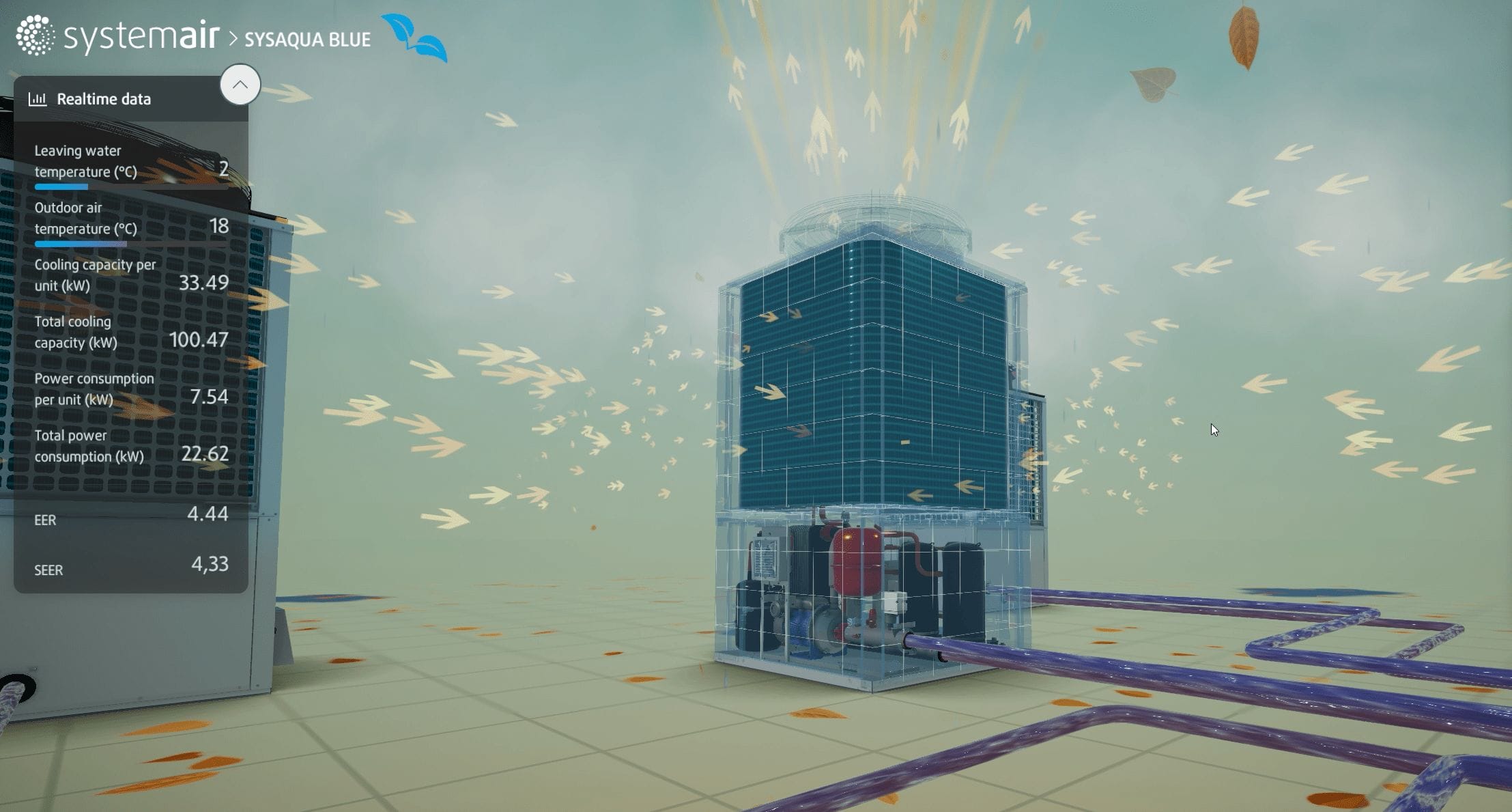 Virtual Reality application with X-Ray, exploded and airflow view