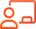 Computer and user icon in orange