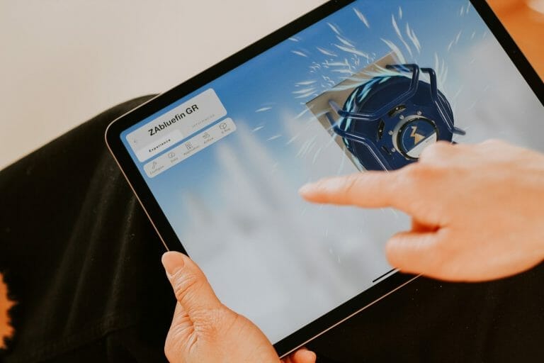 ZA.io being accessed on a smartpad showing a fan in action