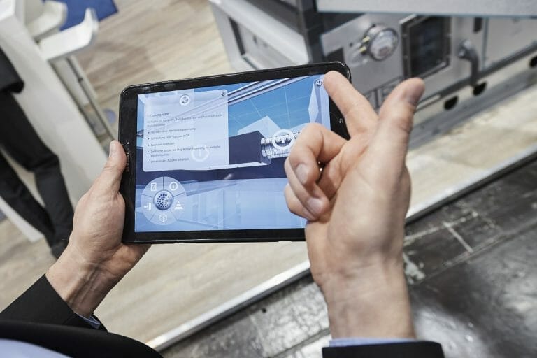 3D VR application being used on a smartpad at an exhibition