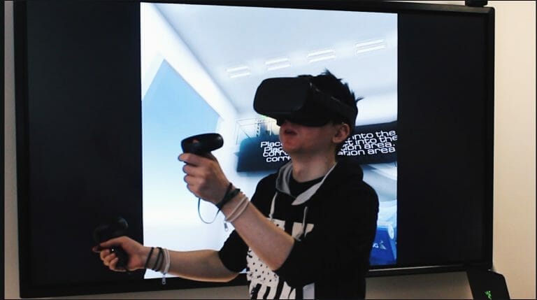 Man using VR headset application