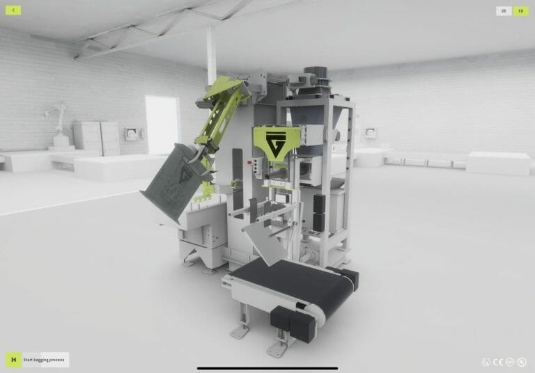 Screenshot of Grieff-velox packaging system on a 3D VR application