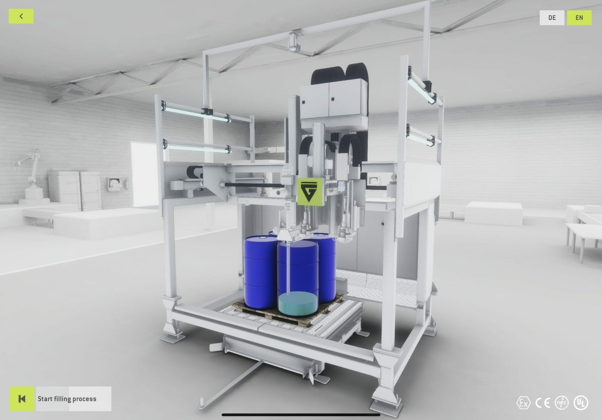 Screenshot of Grieff-velox packaging system on a 3D VR application