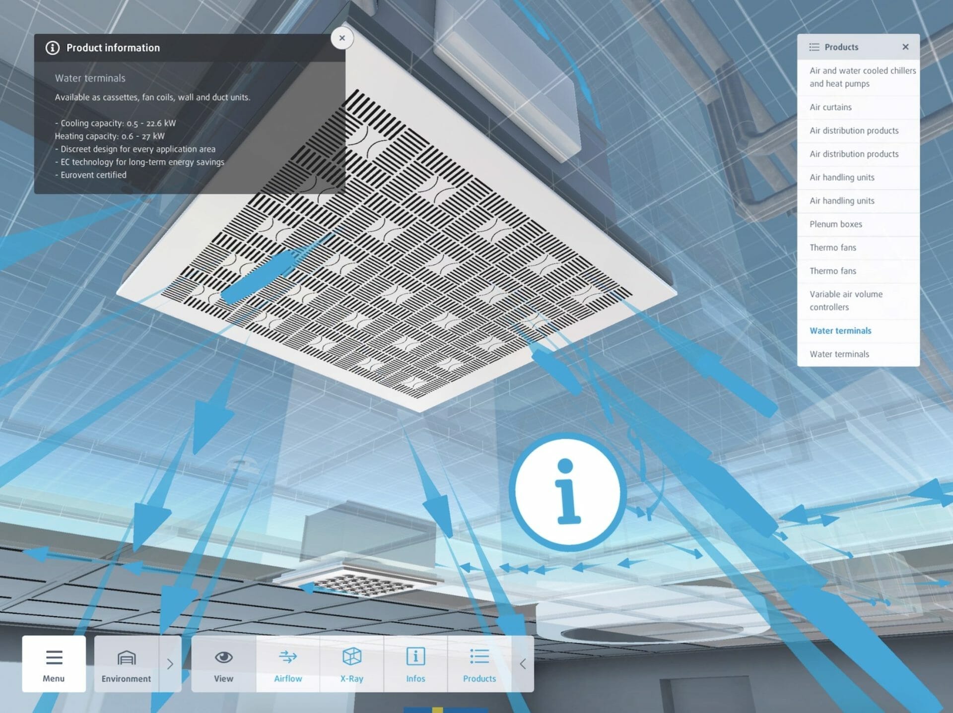 screenshot of 3D VR application for HVAC manufacturer