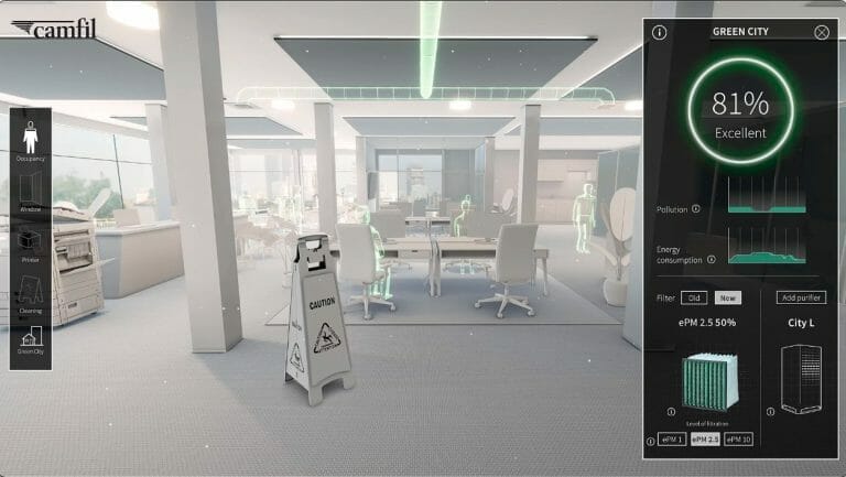 Screenshot of Camfil's dynamic room VR application