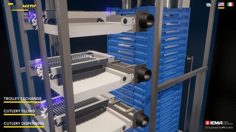 X-ray view of a cutlery dispenser for Logimatic