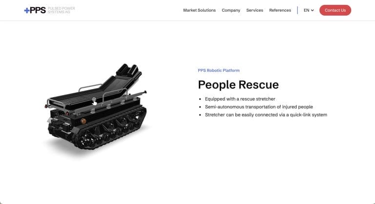 Screenshot of Pulsed power systems website AR features on display
