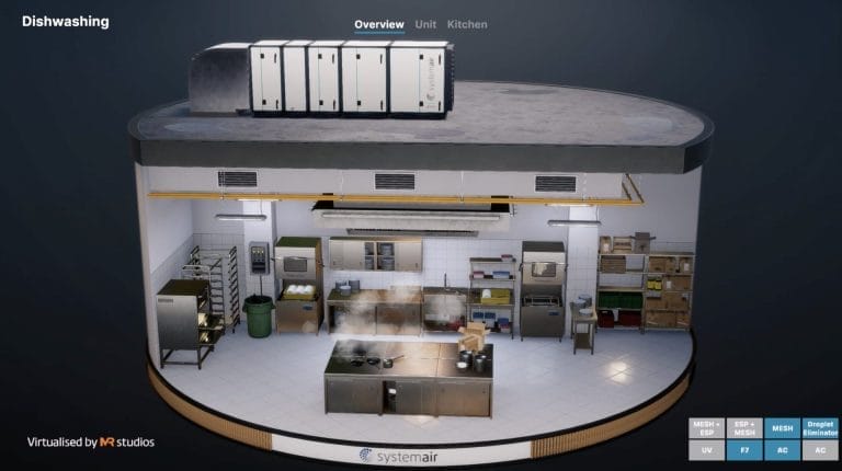 Screenshot of HVAC system in Steakhouse, VR application