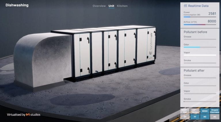 Screenshot of HVAC system on steakhouse filtering grease and odors