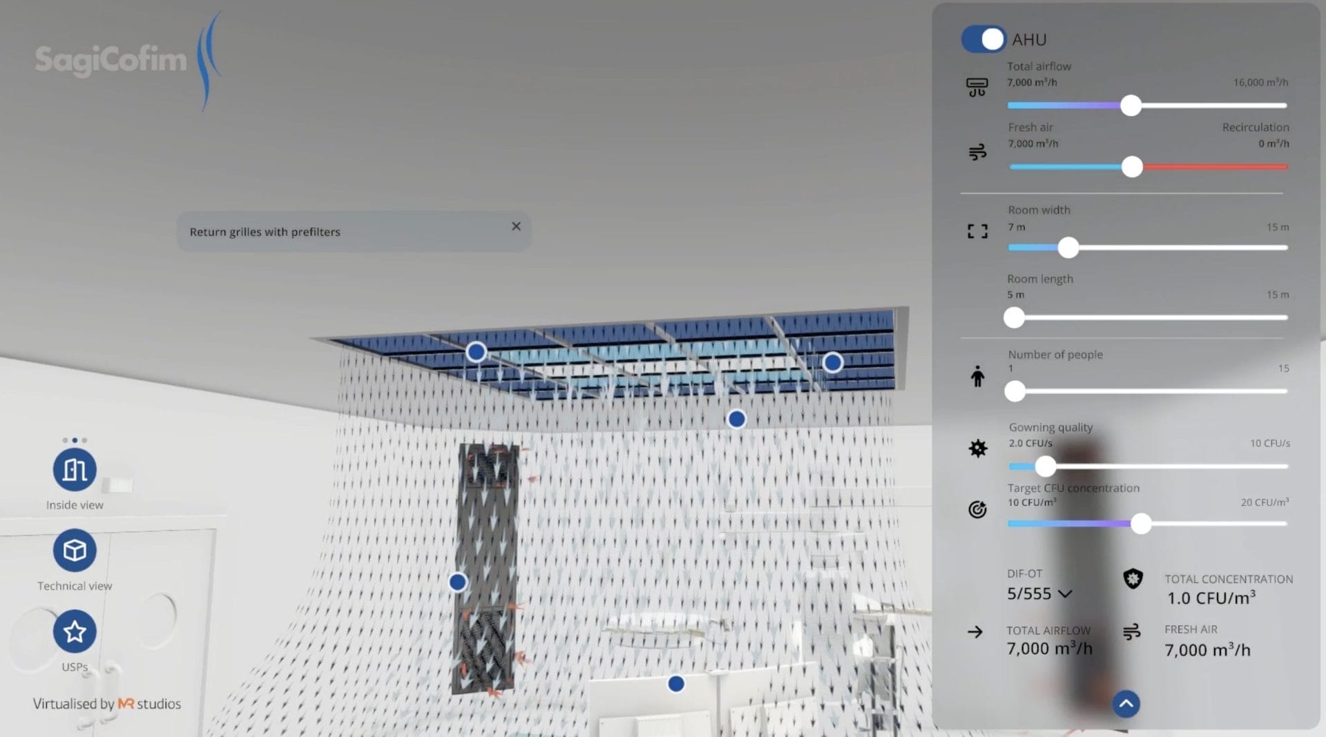 SagiCofim operating theatre air filtration interactive 3D app